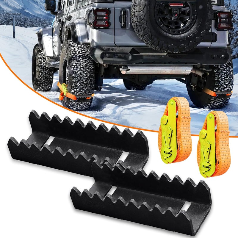 VKU Tire Metal Gripper Traction Device Traction Straps Large for Trucks Large SUVs Anti Skid Emergency Traction Aid Straps to Get Unstuck from Snow, Mud, Ice & Sand, Fit for Jeep Wrangler JK JL Bronco - Image 1